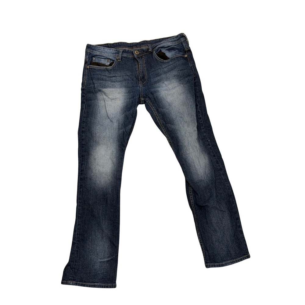 Buffalo David Bitton Evan Slim Straight Jeans Women's Dark Wash Whiskered Denim